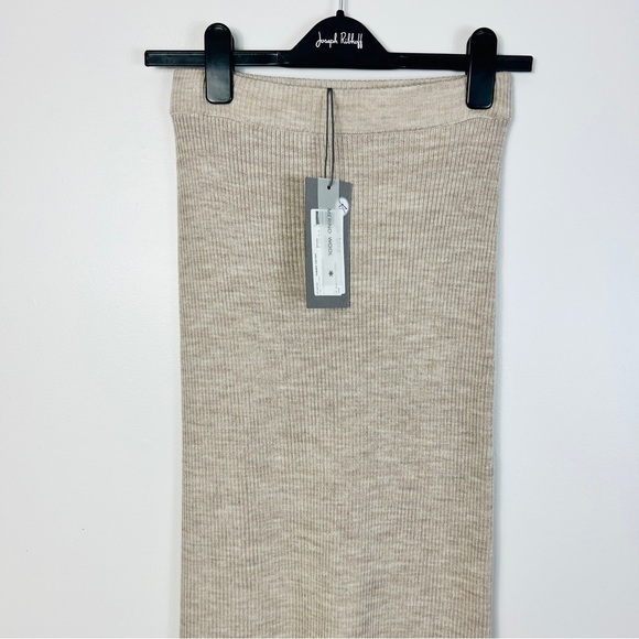 Colture 100% Merino Wool Cuagathe Tube Cream Ribbed Maxi Pencil Skirt Women XS - Picture 2 of 14
